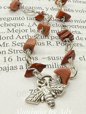 NEUTRAL + Copper-Brown Goldstone Bee Charm Bracelet